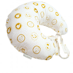 Pernă de alăptare și suport Confort model alb cu print animaluțe galbene