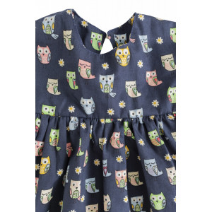 Rochița bleumarine cu print bufnițe