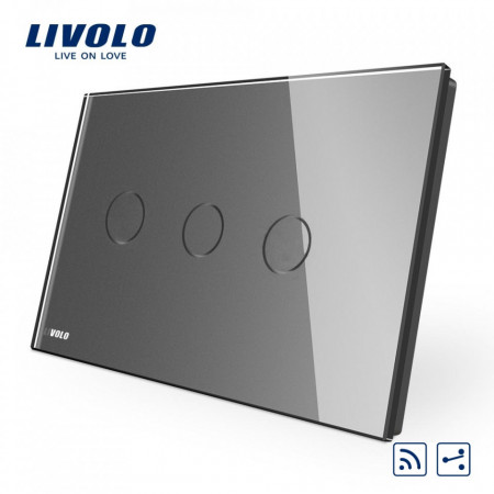 Intrerupator tactil triplu cap-scara/cap-cruce si comanda radio seria C9 (standard italian)