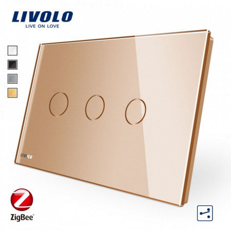 Intrerupator tactil triplu cap-scara/cap-cruce SMART ZigBee seria C9 (standard italian)