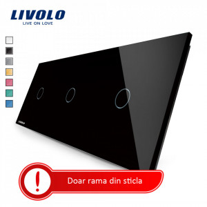 rama sticla intrerupator tactil triplu negru