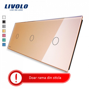 rama sticla intrerupator tactil triplu auriu