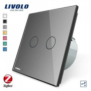 Intrerupator dublu cap-scara smart ZigBee gri