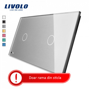 rama sticla intrerupator tactil dublu gri
