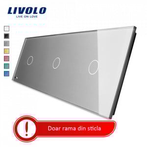 rama sticla intrerupator tactil triplu gri