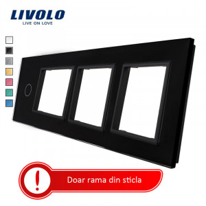 rama din sticla combinata intrerupator-priza negru