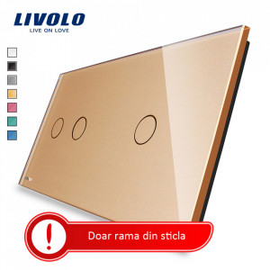 rama-intrerupator-tactil-sticla-triplu-aurie