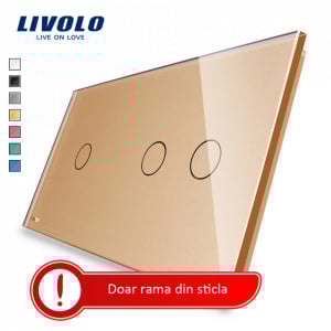 rama-intrerupator-triplu-sticla-auriu