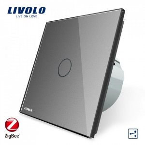 Intrerupator simplu cap-scara smart ZigBee gri