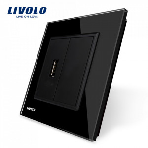priza sticla USB negru