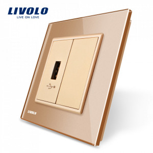 priza sticla USB gold