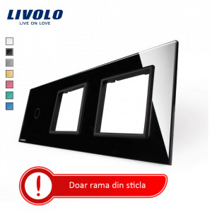 rama din sticla combinata intrerupator-priza negru