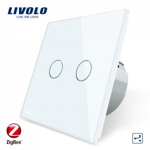 Intrerupator dublu cap-scara smart ZigBee alb