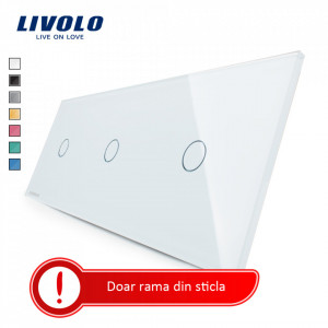 rama sticla intrerupator tactil triplu alb
