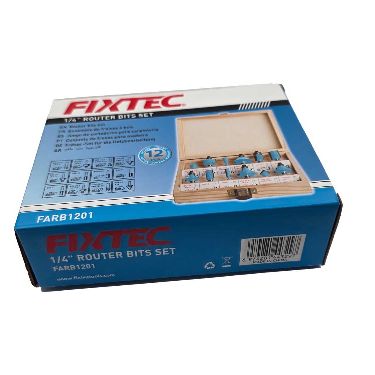 Set freze lemn FIXTEC 12 piese, coada 1/4