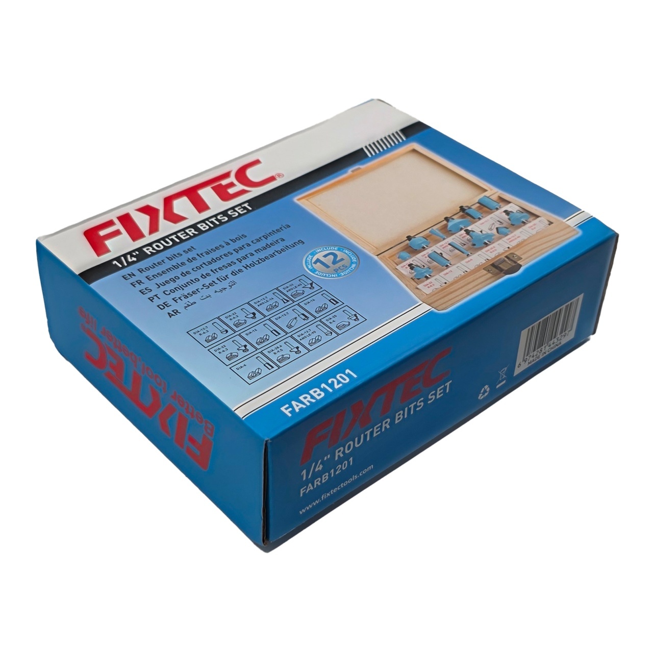 DRT セット Set freze lemn FIXTEC 12 piese, coada 1/4