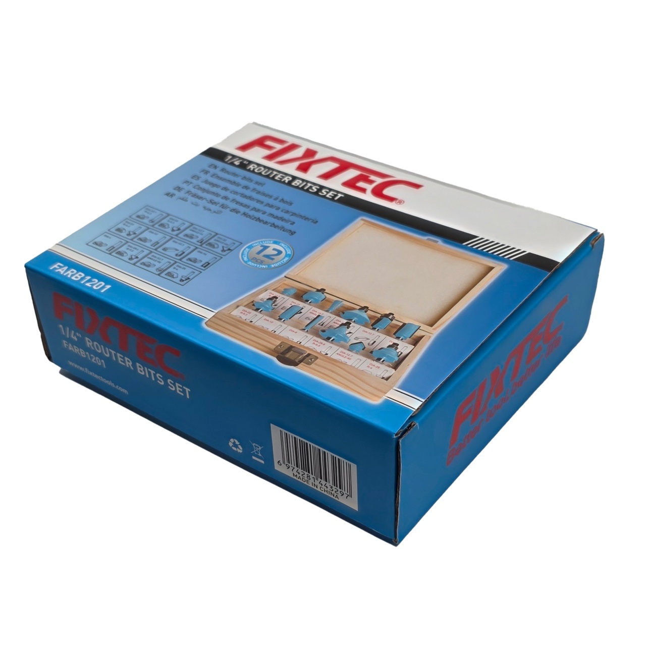 Set freze lemn FIXTEC 12 piese, coada 1/4