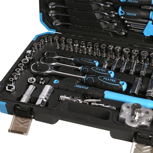 Set chei tubulare FIXTEC 1/2", 3/8", 1/4" — 134 piese cu trusa - Img 5