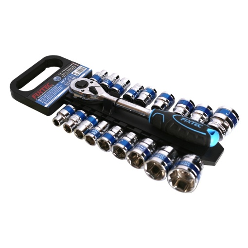 Set tubulare FIXTEC 19 piese 1/2", otel CR-V - Img 2