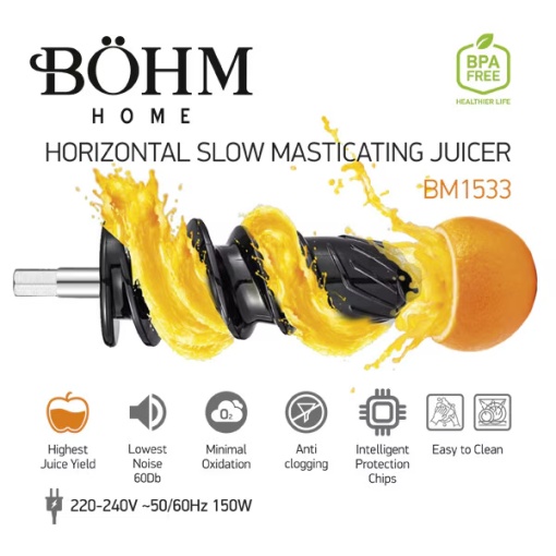 Storcator fructe si legume presare la rece BOHM BM1533SM, 150W, cu razatoare multifunctionala - Img 9