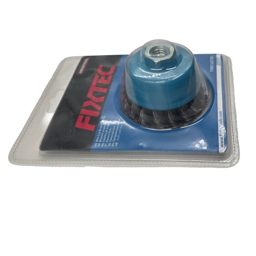 Perie Metalica Rotativa FIXTEC 75 mm Fir Otel 0.50 mm M14x2 - Img 2