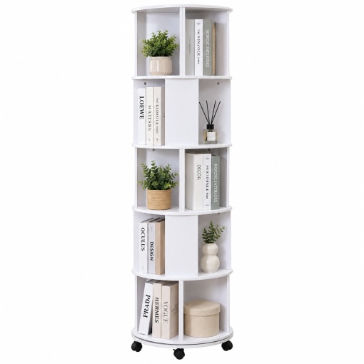 Raft pentru Carti cu Roti, Biblioteca Verticala din PAL, 45 x 45 x 166.5 cm, FG-25147 - Img 2