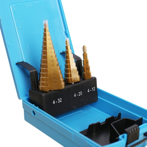 Set burghie trepte FIXTEC 3 piese, 4-32mm, cutie plastic - Img 3