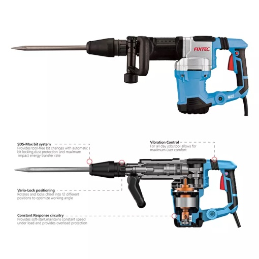 Ciocan demolator FIXTEC 1500W, 25J, SDS-Max - Img 2