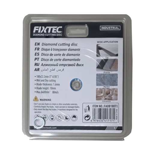 Disc diamantat FIXTEC 180x22.2 pentru taiere umeda si uscata - Img 2