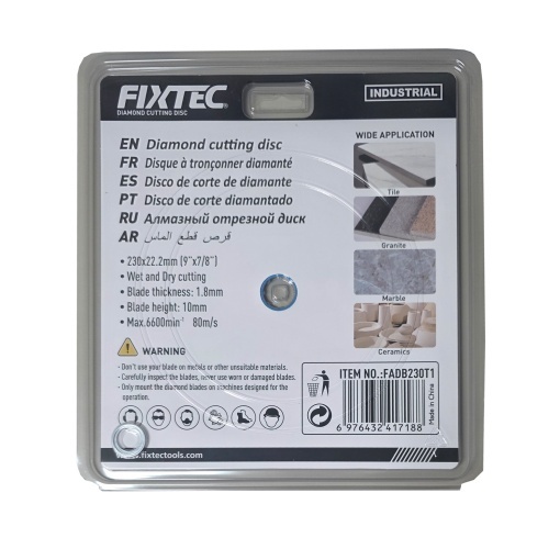 Disc diamantat taiere FIXTEC 230x22.2mm, uscat/umed - Img 2