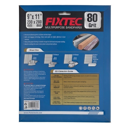Foaie abraziva FIXTEC P80 230x280mm - Img 2