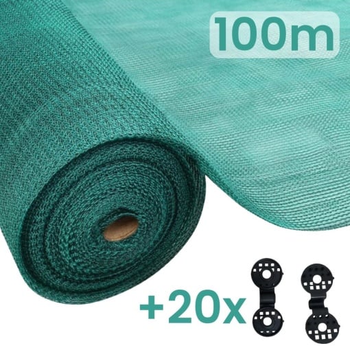 Pachet plasa de umbrire 40%, latime 10x100m + set 20xcleme