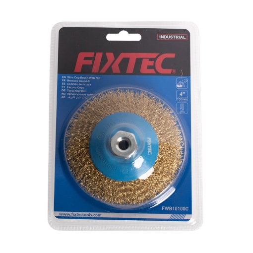 Perie tip Cupa FIXTEC 100 mm cu cu prindere M10X1.5 - Img 2