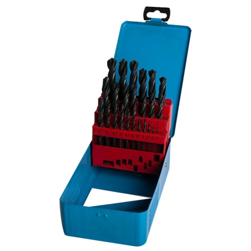Set burghie HSS FIXTEC 25 piese, 1-13mm, cutie metal - Img 2