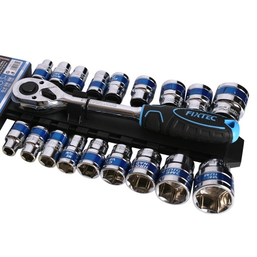 Set tubulare FIXTEC 19 piese 1/2", otel CR-V - Img 3