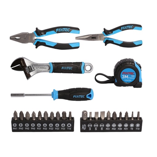 Set unelte de mana FIXTEC 25 piese, cu cutie plastic - Img 2
