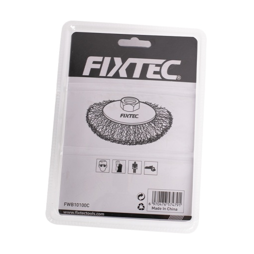 Perie tip Cupa FIXTEC 100 mm cu cu prindere M10X1.5 - Img 3