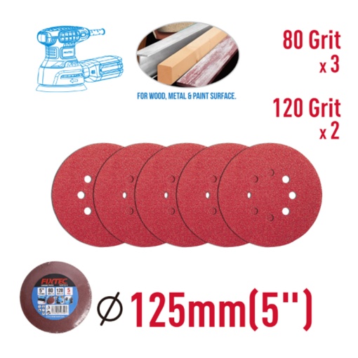 Set 5 Bucati Smirghel FIXTEC 125mm cu Prindere Velcro - Img 6