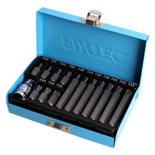 Set biti Torx FIXTEC 15 piese, 1/2", S2, cutie metal - Img 2