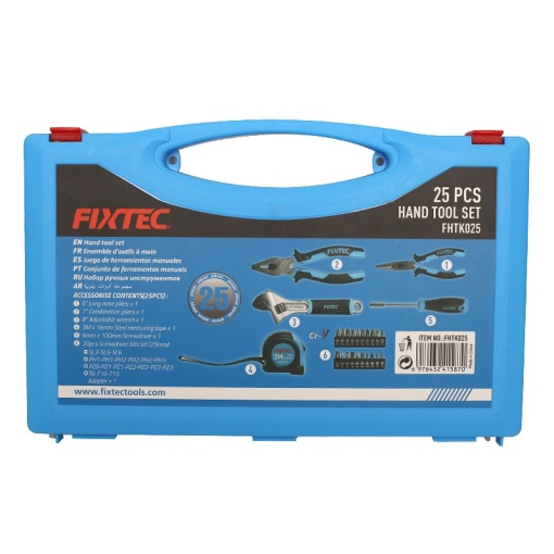Set unelte de mana FIXTEC 25 piese, cu cutie plastic - Img 6
