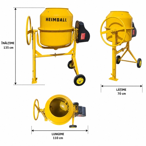Betoniera 240L, 1200 W, motor electric, 30 RpM, HCM240LS - Img 3