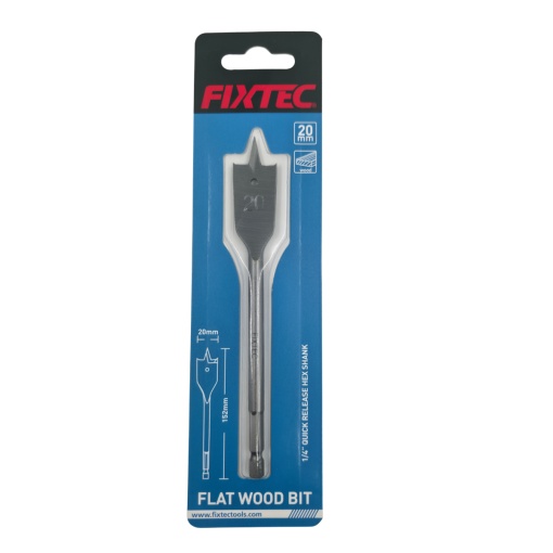 Burghiu plat lemn FIXTEC 20 mm x 152 mm