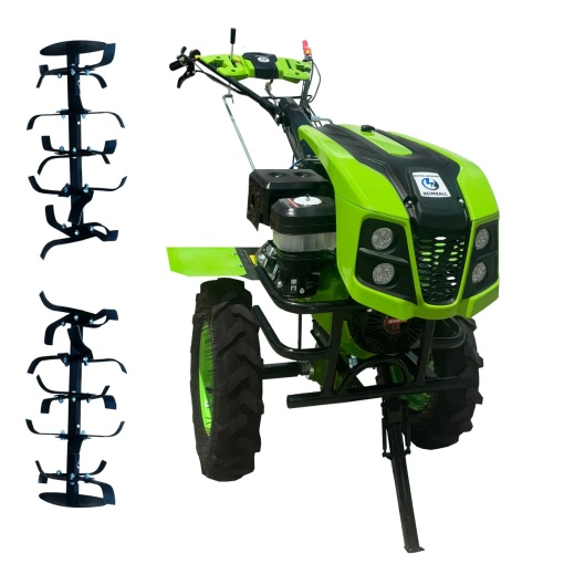 Pachet Motocultor Land Master 18 CP Benzina , Remorca 600 kg , Plug si Ulei - Img 3