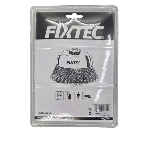 Perie rotativa FIXTEC 125 mm cu fire rasucite si filet M14 - Img 2