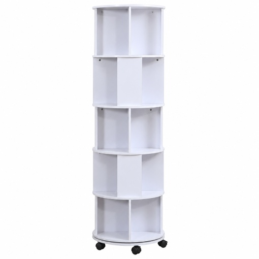 Raft pentru Carti cu Roti, Biblioteca Verticala din PAL, 45 x 45 x 166.5 cm, FG-25147 - Img 3