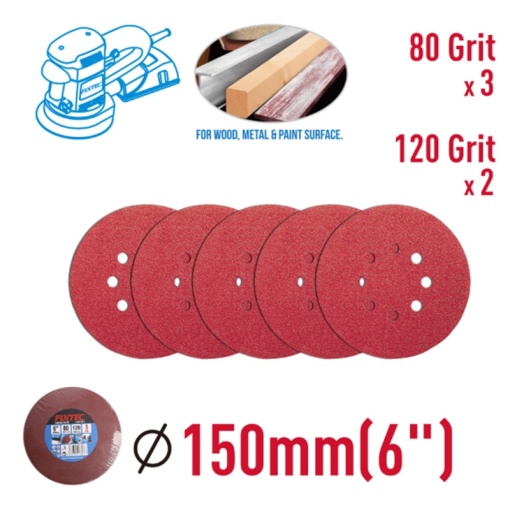 Set 5 Bucati Smirghel FIXTEC 125mm cu Prindere Velcro - Img 2