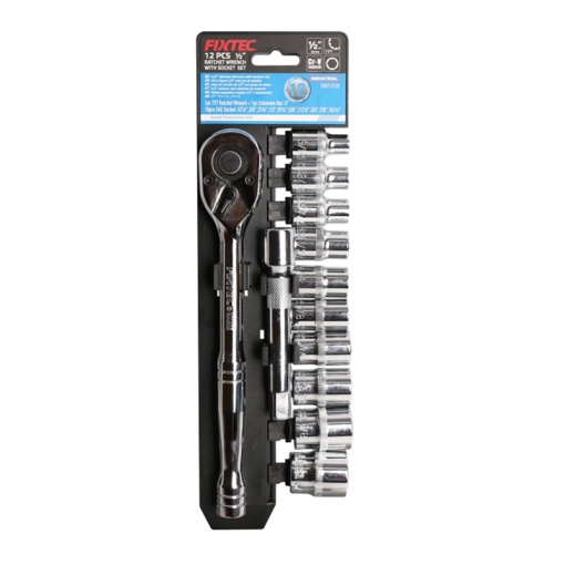 Set chei clichet FIXTEC 12 piese 1/2", CR-V - Img 2
