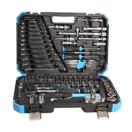 Set chei tubulare FIXTEC 1/2", 3/8", 1/4" — 134 piese cu trusa