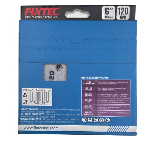 Disc abraziv FIXTEC 150 mm, granulatie P120 pentru slefuit - Img 2