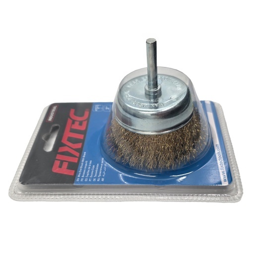 Perie rotativa FIXTEC 75 mm cu tija de 6,35 mm - Img 2